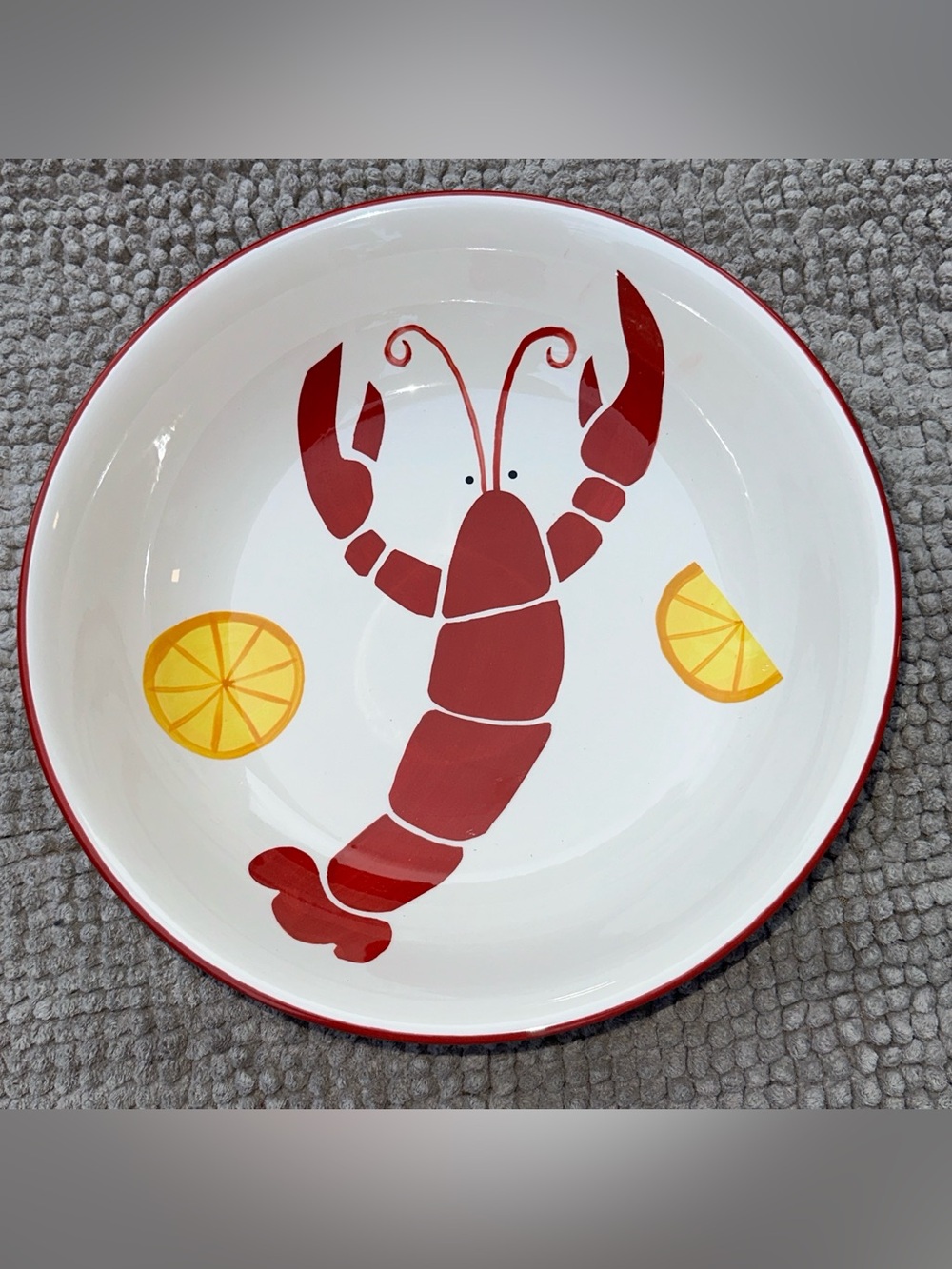 Tag Red Lobster Ceramic Serving Bowl with Yellow Lemon Accents